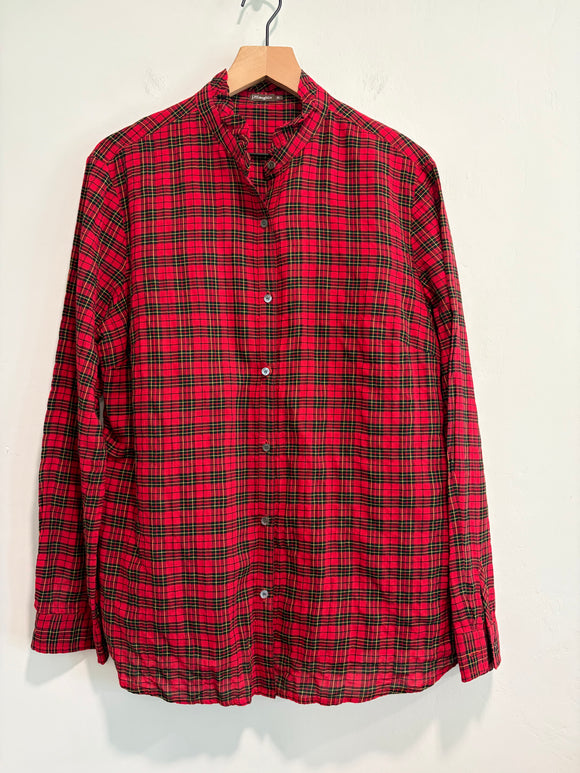 Plaid Ruffle Button Down Shirt