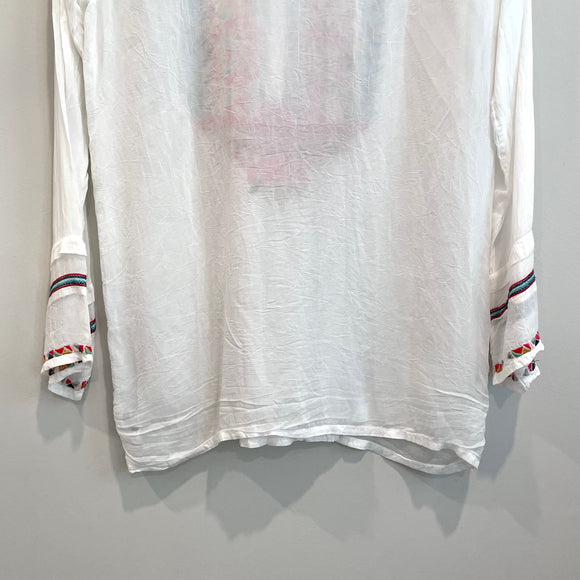 Floral Embroidered 1/2 Button Tunic
