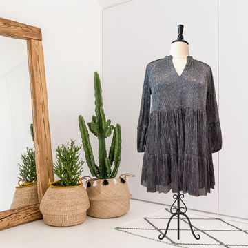 Metallic Long Sleeve Dress