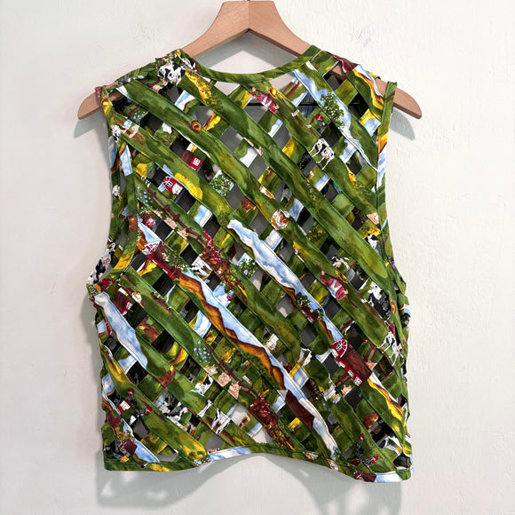 Quilted Open Weave Cage Vest