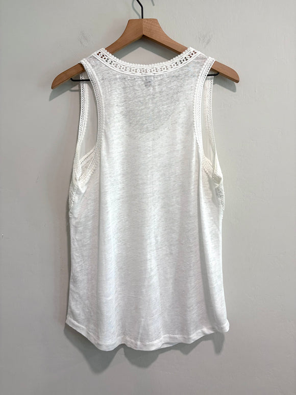 Linen Lace Trim Tank Top