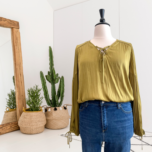 Lace Up V-Neck Top