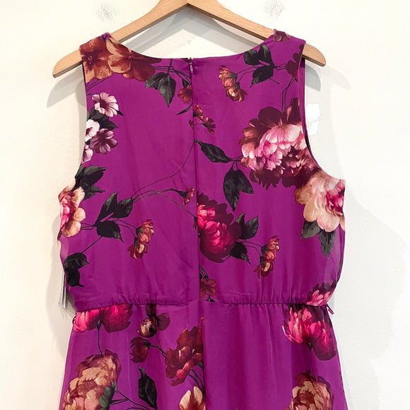 Draped Neck Floral Midi Dress