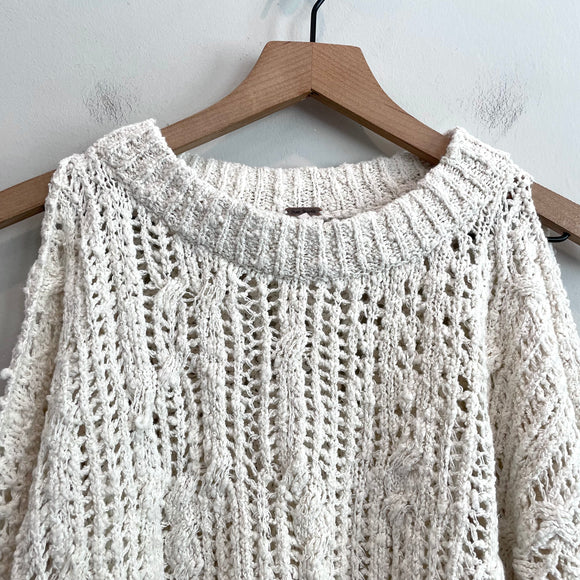 Cold Shoulder Open Knit Chunky Sweater