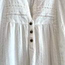 Long Sleeve Eyelet 1/4 Button Tunic Top-7