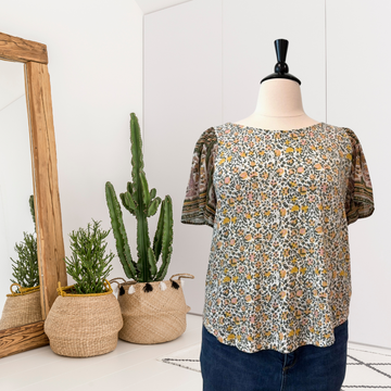 Floral Keyhole Top