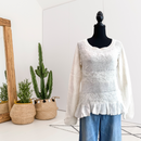 Fuzzy Ruffle Hem Knit Sweater-1
