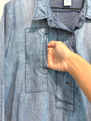1/2 Button Utility Chambray Top-3