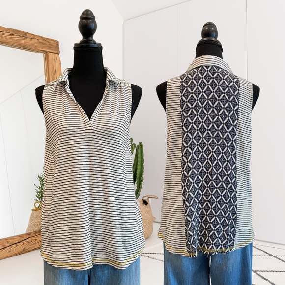 Striped Geometric Back Top