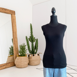 Ribbed Stitched Neckline Tank Top