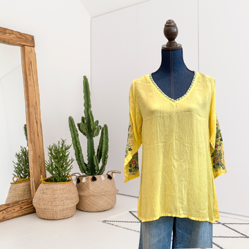 Floral Embroidered Sleeve Top