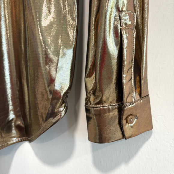 Shine Metallic Button Down Top