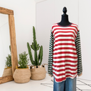 Striped Balloon Sleeve Tee-1