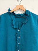 Ruffle Trim Button Down Top-3