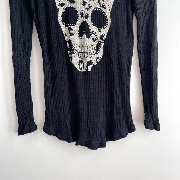 Rhinestone Skull Hooded Top