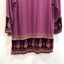 Embroidered Velvet Trim Silk Top-11
