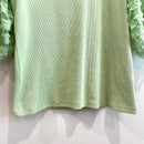 Sheer Ruffle Sleeve Ribbed Top-5