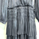 Pleated V-Neck Dress-5