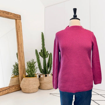 Mock Neck Button Sweater