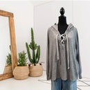 Hooded Lace Up Sweatshirt-1