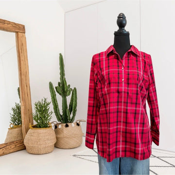 Plaid Popover Blouse