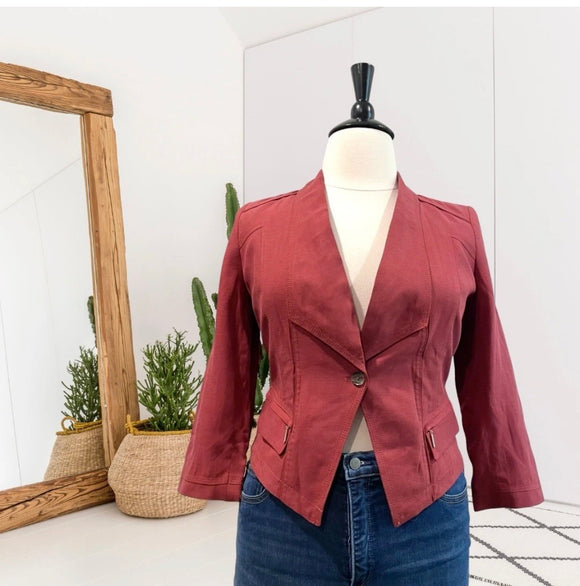 Linen Blend Blazer Jacket