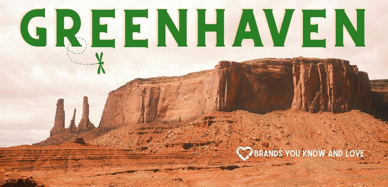 Greenhaven Spell Out Banner on Western Theme Mountains