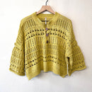 Henley Open Knit Crop Sweater-2