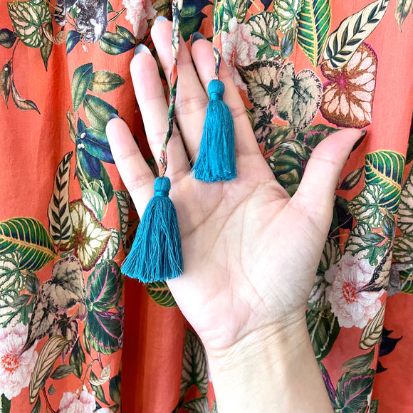 Floral Embroidered Tassel Top