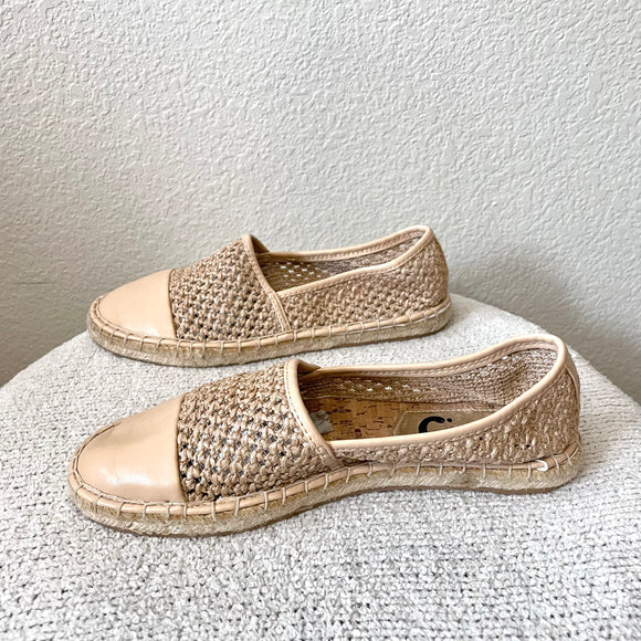 Open Knit Leather Espadrille Flats