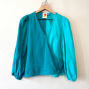 Swiss Dot Color Block Wrap Top-2