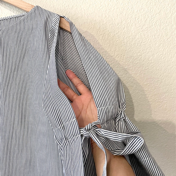 Striped Bow Sleeve Top