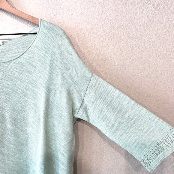 Pointelle Cross Front Hem Sweater