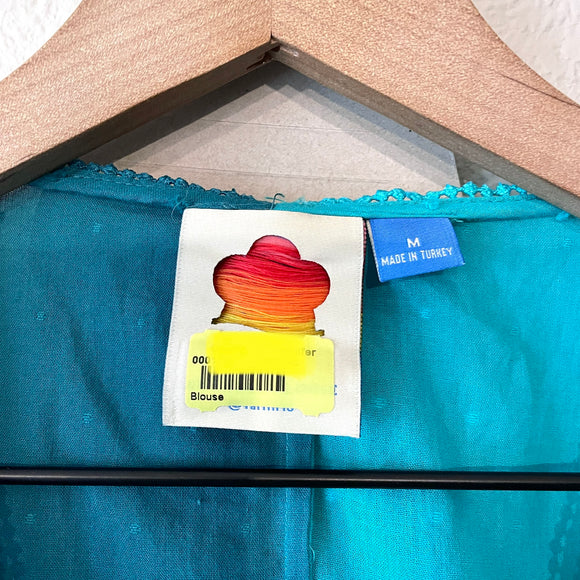 Swiss Dot Color Block Wrap Top