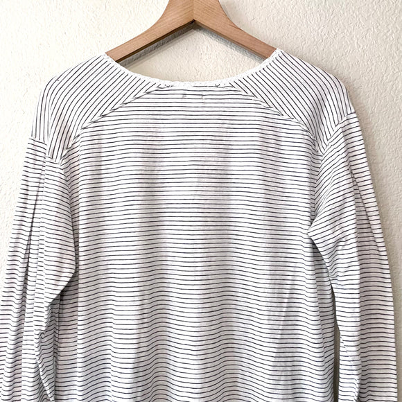Striped Lace V-Neck Tee