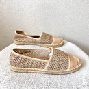 Open Knit Leather Espadrille Flats-4