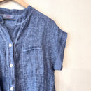 Linen Tie Front Button Up Top-5