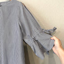 Striped Bow Sleeve Top-4