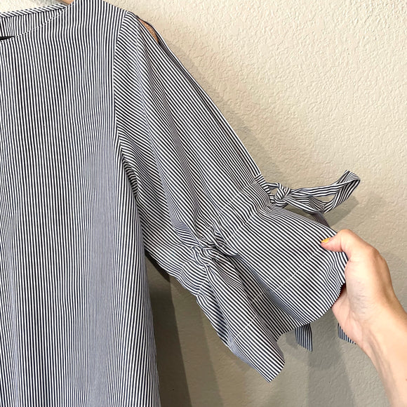 Striped Bow Sleeve Top