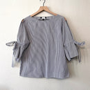 Striped Bow Sleeve Top-2