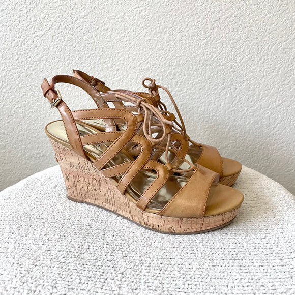Strappy Cork Wedge Heels
