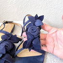 3D Floral Suede Sandals-3