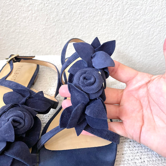 3D Floral Suede Sandals