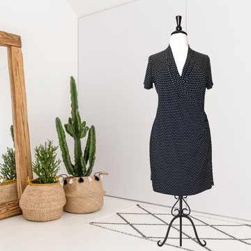 Polka Dot Faux Wrap Dress