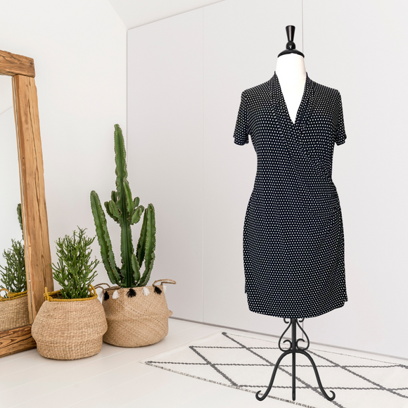 Polka Dot Faux Wrap Dress