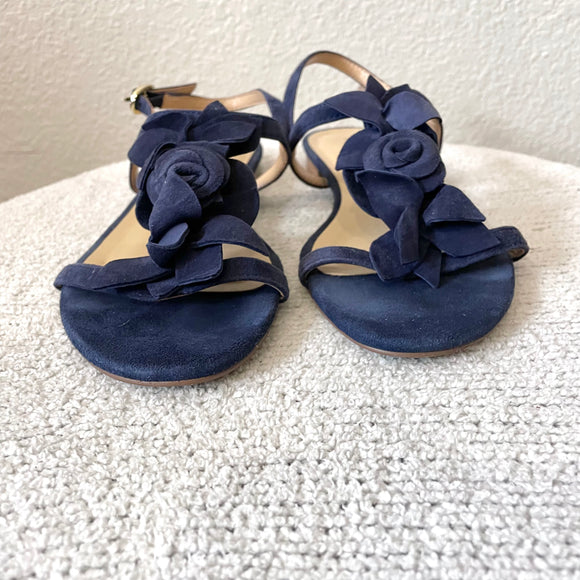 3D Floral Suede Sandals