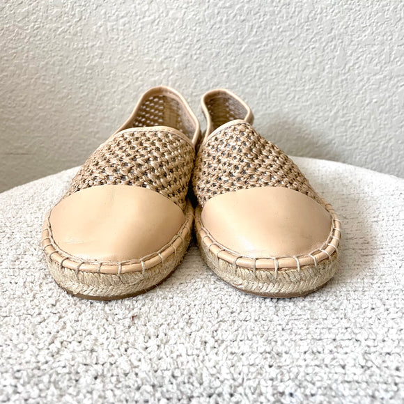 Open Knit Leather Espadrille Flats