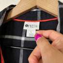 Plaid Bleach Splatter Button zip-4