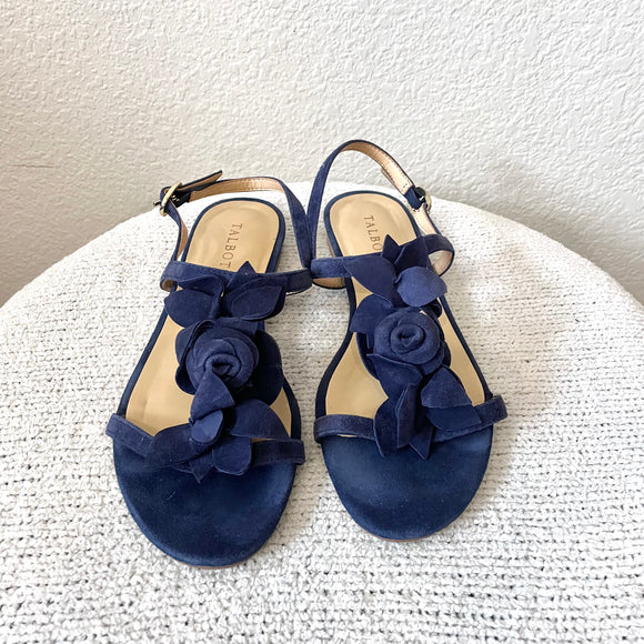 3D Floral Suede Sandals