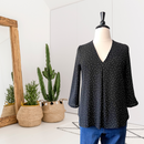 Polka Dot V-Neck Blouse-1